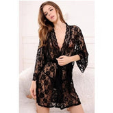 Gleeful Lotus – Sensual Floral Lace Sheer Night Robe