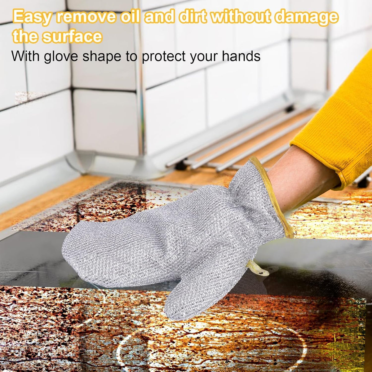 Multipurpose Wire Dishwashing Gloves | Dishwashing Rags For Wet And Dry, Steel Wire Miracle Cleaning Cloth With Glove Shape 1 pair