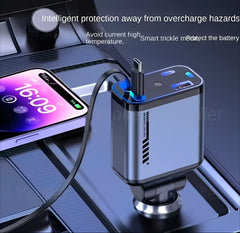 C6 4 In 1 Multi Functional Car Charger Fast Charging With Star Light Providing Durable Quality - 20 Watt (With Light)