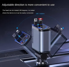 C6 4 In 1 Multi Functional Car Charger Fast Charging With Star Light Providing Durable Quality - 20 Watt (With Light)